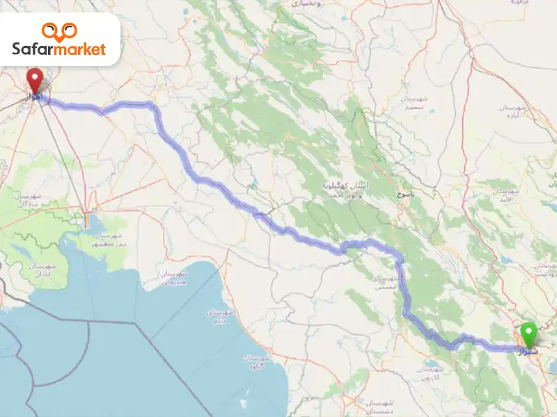 مسیر قطار شیراز اهواز